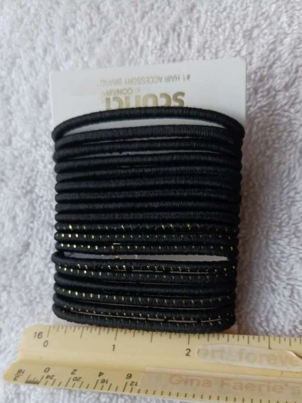 18 Scunci Tayshia Black Gold Tinsel Woven No Metal Elastic Ponytailer Hair Bands